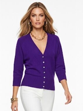 Spruce 100% Cashmere Violet Cardigan Sweater Size M/L